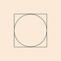 square described around a circle isolated on a fashionable beige